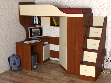 Детская кровать-чердак Квартет-2 СлавМебель Детская кровать-чердак Квартет-2 СлавМебель