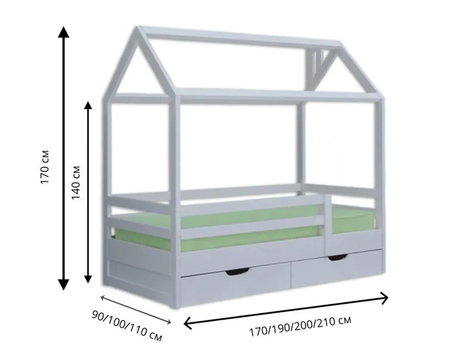 Детская кровать Велес Домик №1 с ящиками