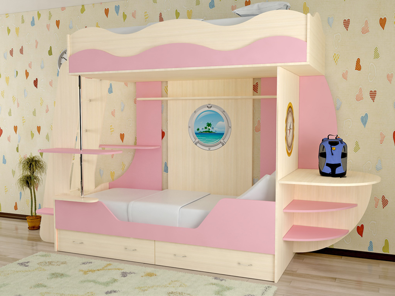 Детская двухъярусная кровать Кораблик-2 СлавМебель